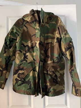 Military Gen I ECWCS Cold Weather Parka in a woodland camouflage pattern S
